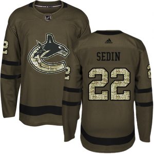 Pánské NHL Vancouver Canucks dresy 22 Daniel Sedin Authentic Zelená Adidas Salute to Service