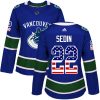 Dámské NHL Vancouver Canucks dresy 22 Daniel Sedin Authentic modrá Adidas USA Flag Fashion