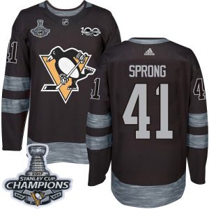 Pánské NHL Pittsburgh Penguins dresy 41 Daniel Sprong Authentic Černá Adidas Stanley Cup Champions 1917 2017 100th Anniversary