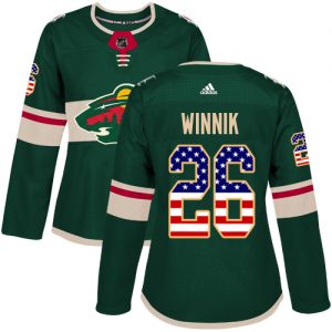 Dámské NHL Minnesota Wild dresy 26 Daniel Winnik Authentic Zelená Adidas USA Flag Fashion