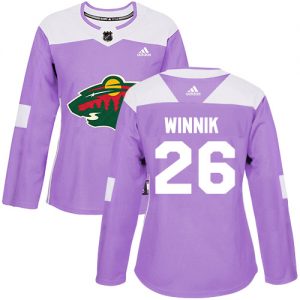 Dámské NHL Minnesota Wild dresy 26 Daniel Winnik Authentic Nachový Adidas Fights Cancer Practice