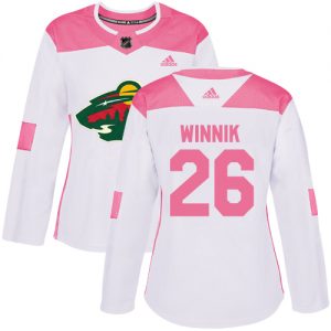 Dámské NHL Minnesota Wild dresy 26 Daniel Winnik Authentic Bílý Růžový Adidas Fashion