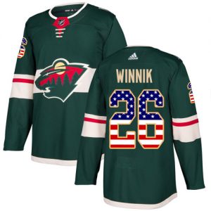 Dětské NHL Minnesota Wild dresy 26 Daniel Winnik Authentic Zelená Adidas USA Flag Fashion