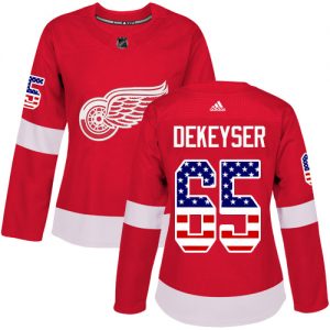 Dámské NHL Detroit Red Wings dresy 65 Danny DeKeyser Authentic Červené Adidas USA Flag Fashion