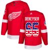 Dětské NHL Detroit Red Wings dresy 65 Danny DeKeyser Authentic Červené Adidas USA Flag Fashion