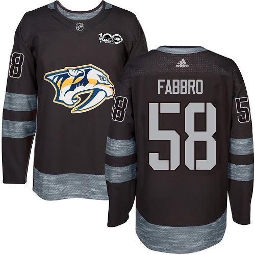 Pánské NHL Nashville Predators dresy 58 Dante Fabbro Authentic Černá Adidas 1917 2017 100th Anniversary