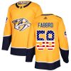 Pánské NHL Nashville Predators dresy 58 Dante Fabbro Authentic Zlato Adidas USA Flag Fashion