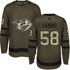 Pánské NHL Nashville Predators dresy 58 Dante Fabbro Authentic Zelená Adidas Salute to Service