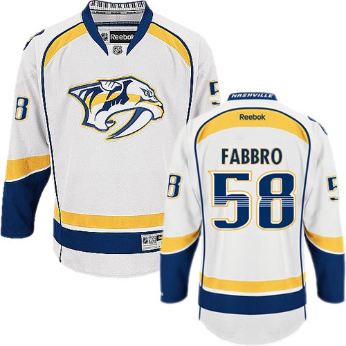Pánské NHL Nashville Predators dresy 58 Dante Fabbro Authentic Bílý Reebok Venkovní hokejové dresy