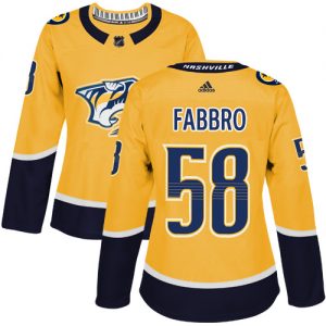 Dámské NHL Nashville Predators dresy 58 Dante Fabbro Authentic Zlato Adidas Domácí