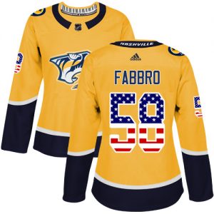 Dámské NHL Nashville Predators dresy 58 Dante Fabbro Authentic Zlato Adidas USA Flag Fashion