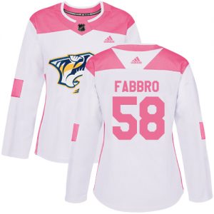 Dámské NHL Nashville Predators dresy 58 Dante Fabbro Authentic Bílý Růžový Adidas Fashion