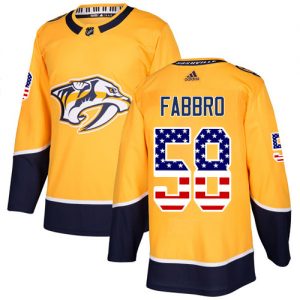 Dětské NHL Nashville Predators dresy 58 Dante Fabbro Authentic Zlato Adidas USA Flag Fashion