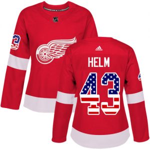 Dámské NHL Detroit Red Wings dresy 43 Darren Helm Authentic Červené Adidas USA Flag Fashion