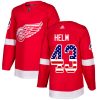 Dětské NHL Detroit Red Wings dresy 43 Darren Helm Authentic Červené Adidas USA Flag Fashion