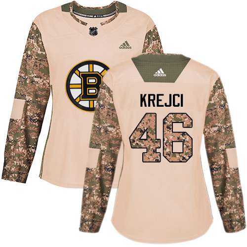 Dámské NHL Boston Bruins dresy David Krejci 46 Authentic Camo Adidas Veterans Day Practice