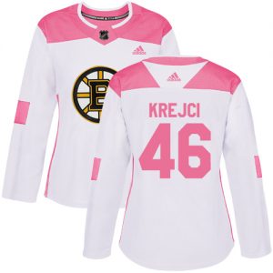 Dámské NHL Boston Bruins dresy David Krejci 46 Authentic Bílý Růžový Adidas Fashion