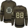 Pánské NHL Boston Bruins dresy David Pastrnak 88 Authentic Zelená Adidas Salute to Service