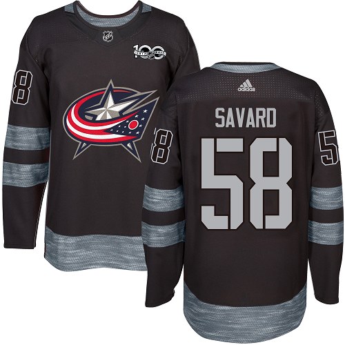 Pánské NHL Columbus Blue Jackets dresy 58 David Savard Authentic Černá Adidas 1917 2017 100th Anniversary