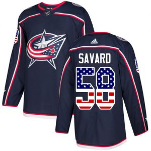 Pánské NHL Columbus Blue Jackets dresy 58 David Savard Authentic Námořnická modrá Adidas USA Flag Fashion