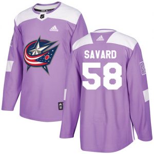 Pánské NHL Columbus Blue Jackets dresy 58 David Savard Authentic Nachový Adidas Fights Cancer Practice