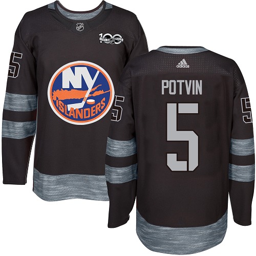 Pánské NHL New York Islanders dresy 5 Denis Potvin Authentic Černá Adidas 1917 2017 100th Anniversary