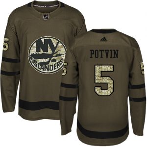Pánské NHL New York Islanders dresy 5 Denis Potvin Authentic Zelená Adidas Salute to Service