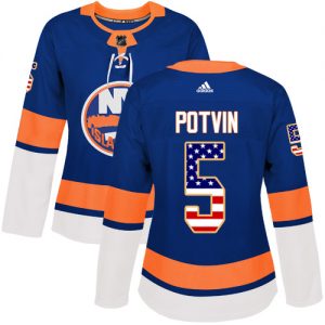 Dámské NHL New York Islanders dresy 5 Denis Potvin Authentic královská modrá Adidas USA Flag Fashion