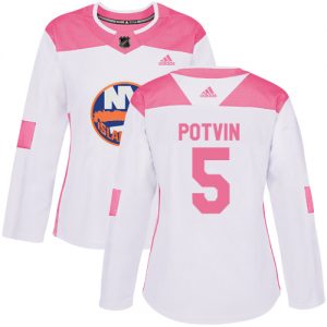 Dámské NHL New York Islanders dresy 5 Denis Potvin Authentic Bílý Růžový Adidas Fashion