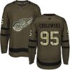 Pánské NHL Detroit Red Wings dresy 95 Dennis Cholowski Authentic Zelená Adidas Salute to Service