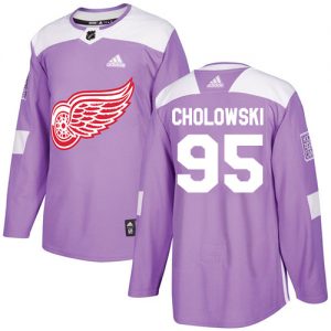 Pánské NHL Detroit Red Wings dresy 95 Dennis Cholowski Authentic Nachový Adidas Fights Cancer Practice