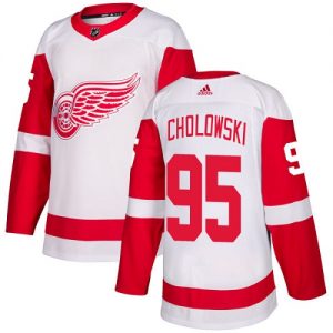 Pánské NHL Detroit Red Wings dresy 95 Dennis Cholowski Authentic Bílý Adidas Venkovní