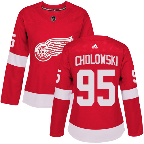 Dámské NHL Detroit Red Wings dresy 95 Dennis Cholowski Authentic Červené Adidas Domácí