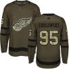 Dětské NHL Detroit Red Wings dresy 95 Dennis Cholowski Authentic Zelená Adidas Salute to Service
