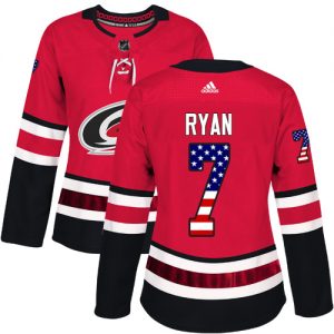 Dámské NHL Carolina Hurricanes dresy 7 Derek Ryan Authentic Červené Adidas USA Flag Fashion