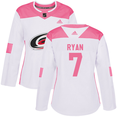 Dámské NHL Carolina Hurricanes dresy 7 Derek Ryan Authentic Bílý Růžový Adidas Fashion