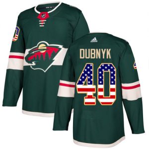 Pánské NHL Minnesota Wild dresy 40 Devan Dubnyk Authentic Zelená Adidas USA Flag Fashion