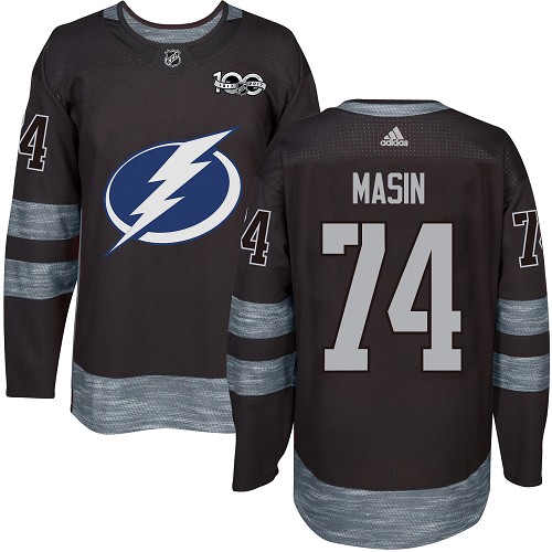 Pánské NHL Tampa Bay Lightning dresy 74 Dominik Masin Authentic Černá Adidas 1917 2017 100th Anniversary