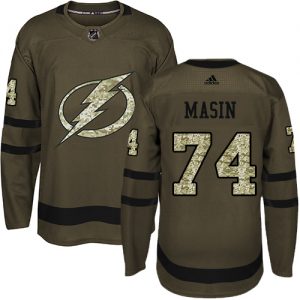 Pánské NHL Tampa Bay Lightning dresy 74 Dominik Masin Authentic Zelená Adidas Salute to Service