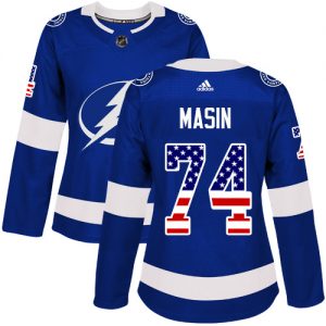 Dámské NHL Tampa Bay Lightning dresy 74 Dominik Masin Authentic modrá Adidas USA Flag Fashion