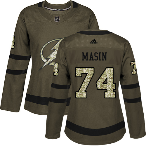 Dámské NHL Tampa Bay Lightning dresy 74 Dominik Masin Authentic Zelená Adidas Salute to Service
