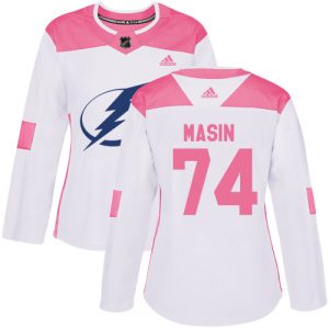 Dámské NHL Tampa Bay Lightning dresy 74 Dominik Masin Authentic Bílý Růžový Adidas Fashion