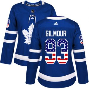 Dámské NHL Toronto Maple Leafs dresy 93 Doug Gilmour Authentic královská modrá Adidas USA Flag Fashion