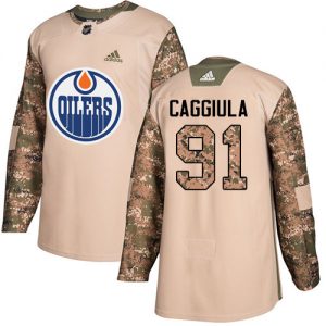 Pánské NHL Edmonton Oilers dresy 91 Drake Caggiula Authentic Camo Adidas Veterans Day Practice