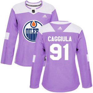 Dámské NHL Edmonton Oilers dresy 91 Drake Caggiula Authentic Nachový Adidas Fights Cancer Practice