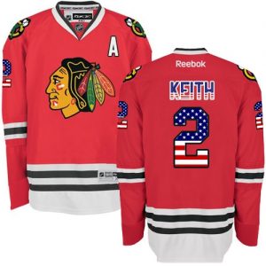 Pánské NHL Chicago Blackhawks dresy 2 Duncan Keith Authentic Červené Reebok USA Flag Fashion