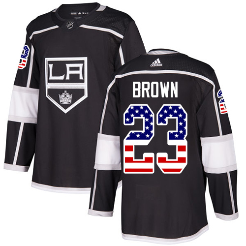 Pánské NHL Los Angeles Kings dresy 23 Dustin Brown Authentic Černá Adidas USA Flag Fashion