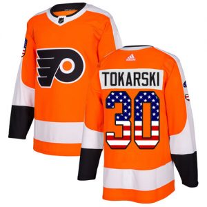 Pánské NHL Philadelphia Flyers dresy 30 Dustin Tokarski Authentic Oranžový Adidas USA Flag Fashion