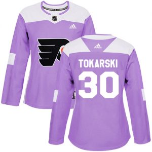 Dámské NHL Philadelphia Flyers dresy 30 Dustin Tokarski Authentic Nachový Adidas Fights Cancer Practice