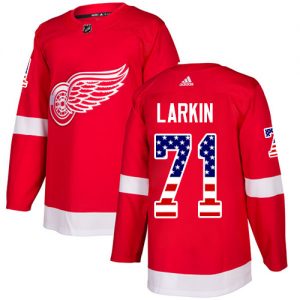 Pánské NHL Detroit Red Wings dresy 71 Dylan Larkin Authentic Červené Adidas USA Flag Fashion